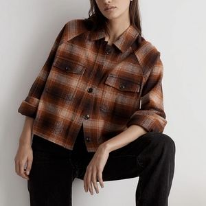 Madewell Plaid Flannel Crop Shirt Jacket